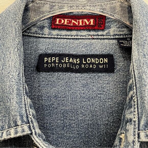 Vintage Pepe Jeans London Portobello Road W11 Denim Button Up Shirt - Small - Picture 12 of 15